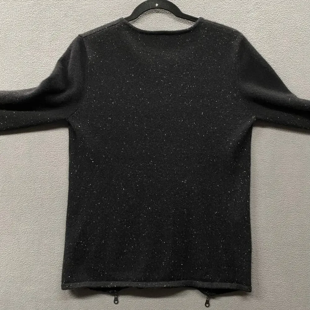 Knyt Lynk Cashmere V Neck Sweater Black Women S Speckled Casual Cozy Long Sleeve
